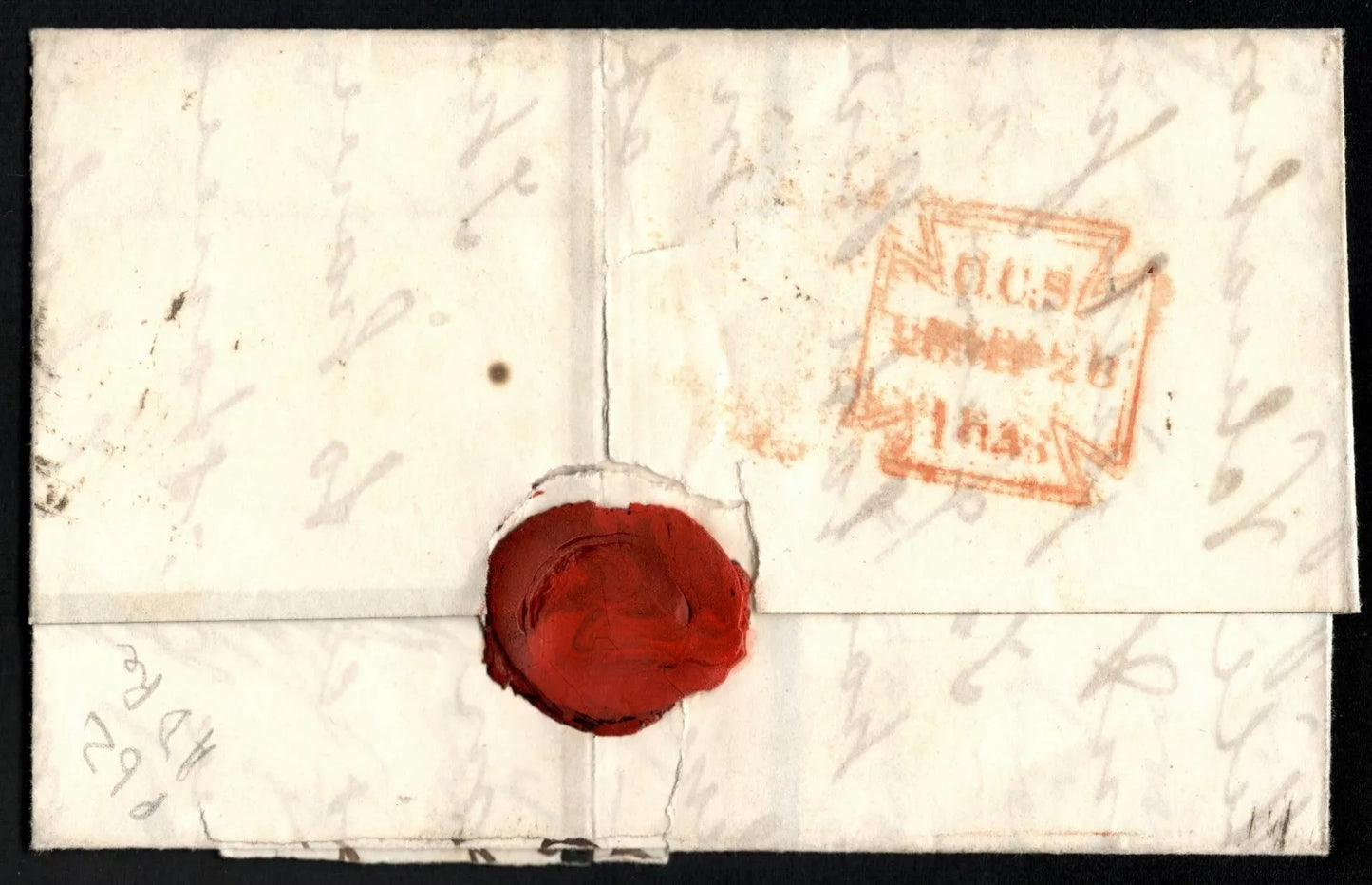 SG8 (BS51) 1d Red Imperf Plate 62 - AD - 4 Margin - Very fine - Re-entry Variety - Cover
