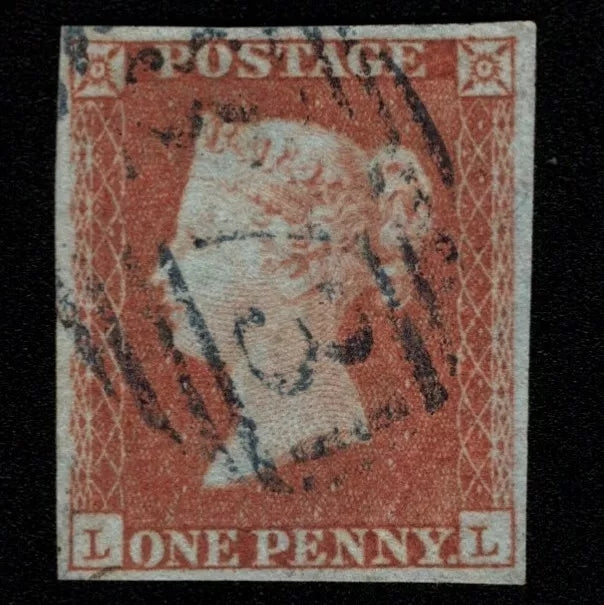 SG8 (BS91) 1d Red Imperf Plate 107 - LL - 4 Margin - Very fine - Blue Weymouth