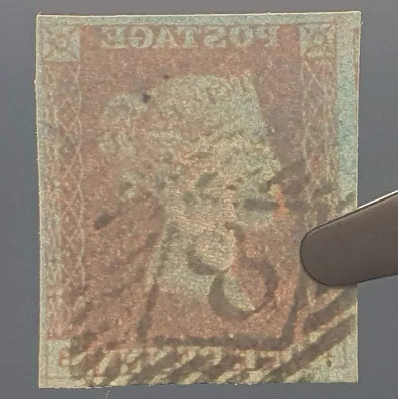 SG8wi (BS42) 1d Red Imperf Plate 53 - PB - 4 Margin - Fine - Inverted Watermark