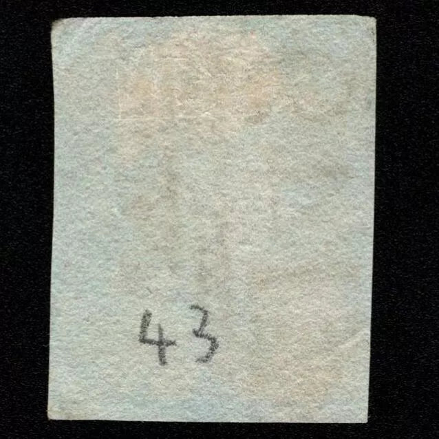 SG8 (BS32) 1d Red Imperf Plate 43 - DK - 4 Margin - Good - Irish 149 Coleraine