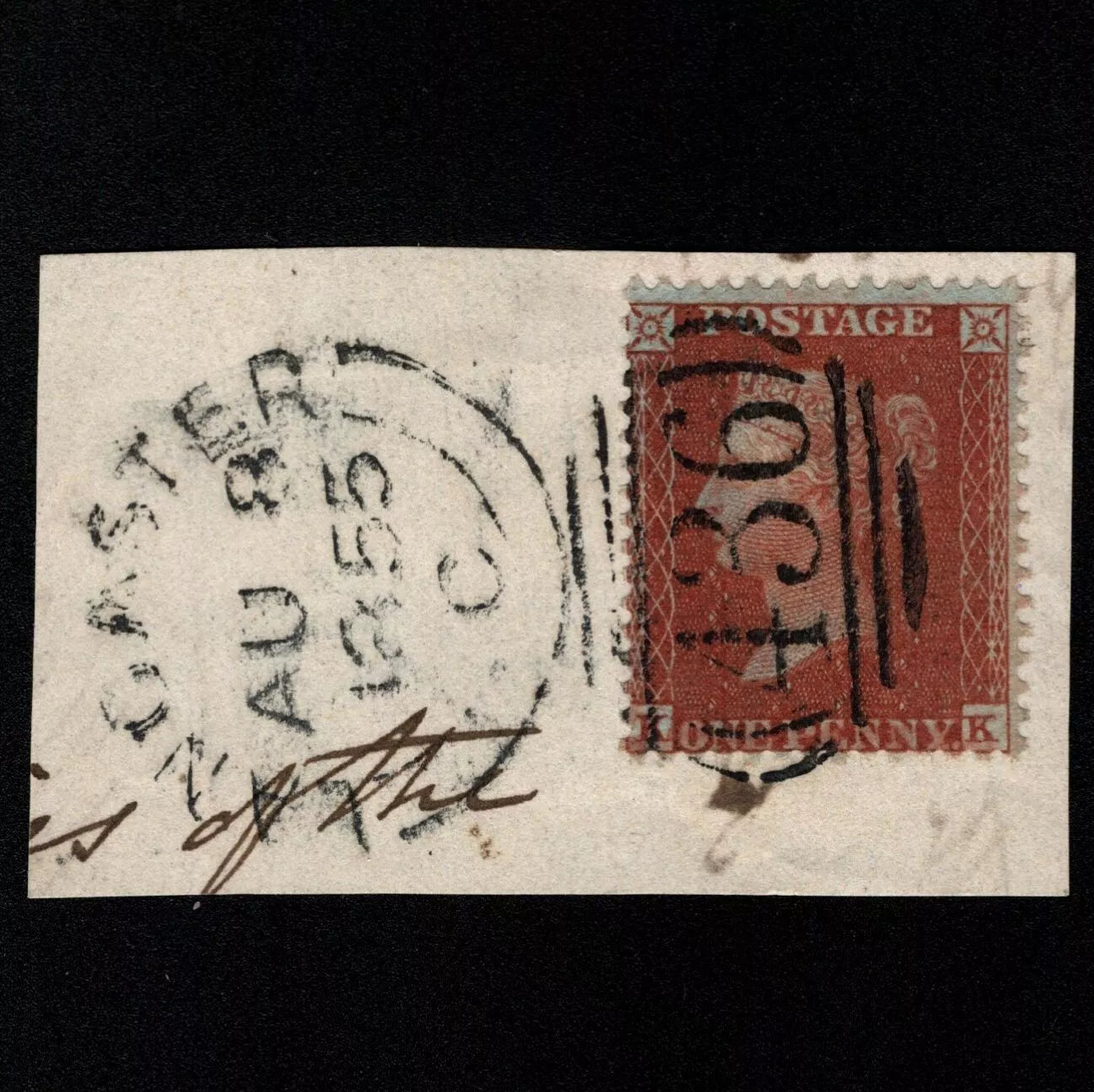 SG24/25 (C3) 1d Red Plate 7 - KK - Very fine - 436 Lancaster - Duplex on piece