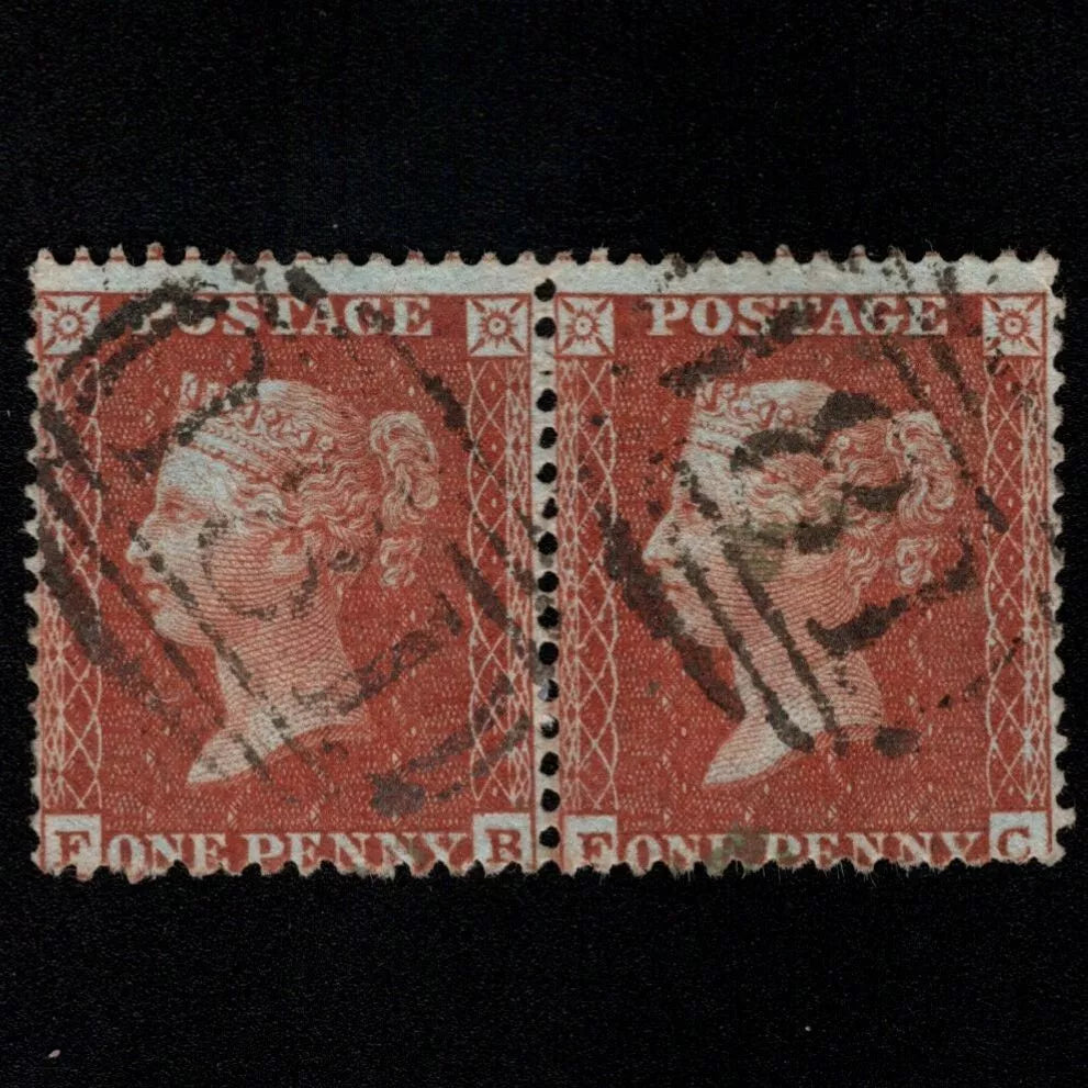 SG24/25 (C3) 1d Red Plate 2 - Pair FB-FC - Very fine - Scarce 181 Abergele