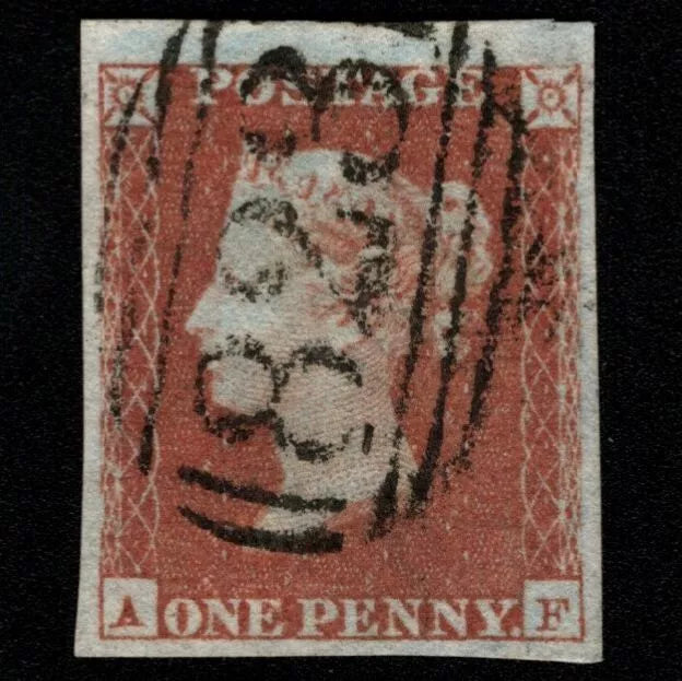 SG8 (BS81) 1d Red Imperf Plate 93 - AF - 4 Margin - Very fine - 823 Hailsham