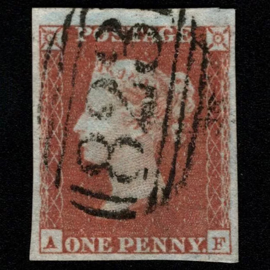 SG8 (BS81) 1d Red Imperf Plate 93 - AF - 4 Margin - Very fine - 823 Hailsham