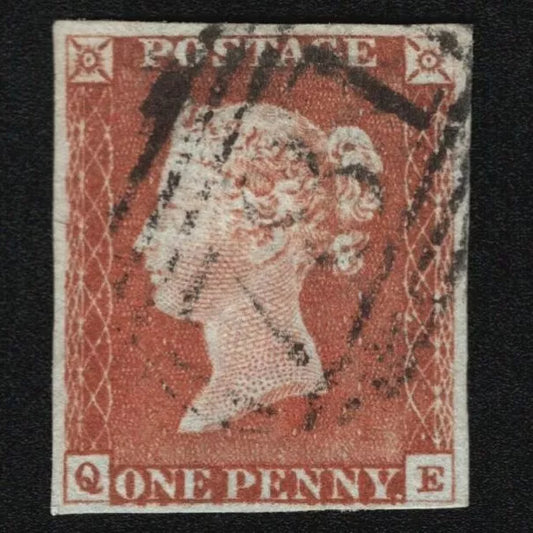 SG8 (BS49) 1d Red Imperf Plate 60 - QE - 4 Margin - Very fine - 781 Callington